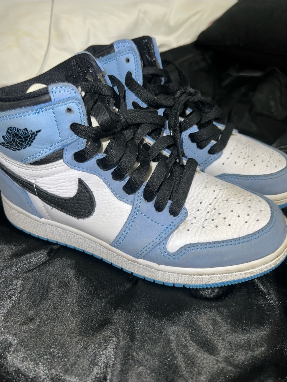 Nike Kids Light Blue White Black Air Jordan Style Sneakers
